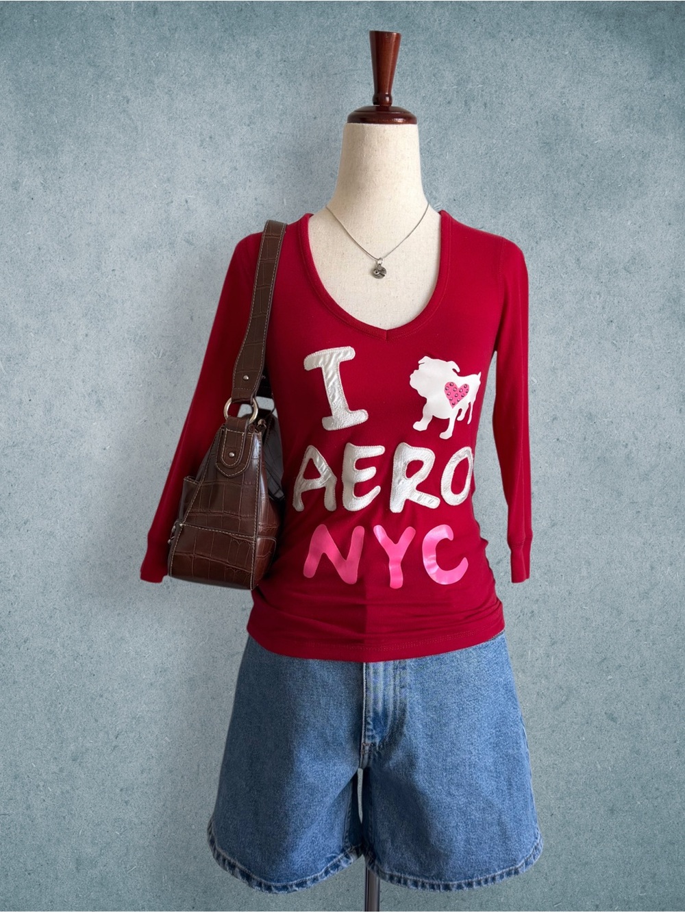 red i heart aero graphic long sleeve shirt - size xs